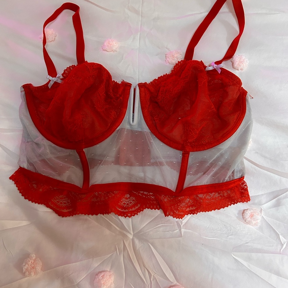 Red and white lingerie top